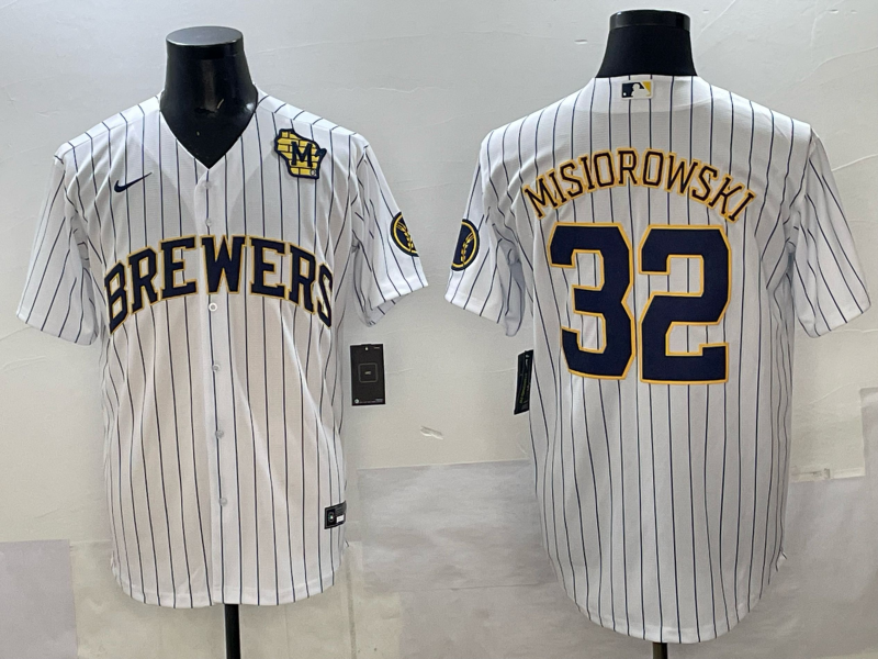 Men Milwaukee Brewers #32 Misiorowski white Nike MLB 2025 jersey 001->milwaukee brewers->MLB Jersey